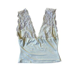 Princess Polly Y2K Crop Top Womens 6 Yellow Sleeveless Lace V-Neck Cottage Fairy